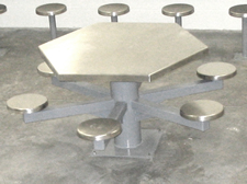 Stainless Steel Table and Chairs, Floor Mount